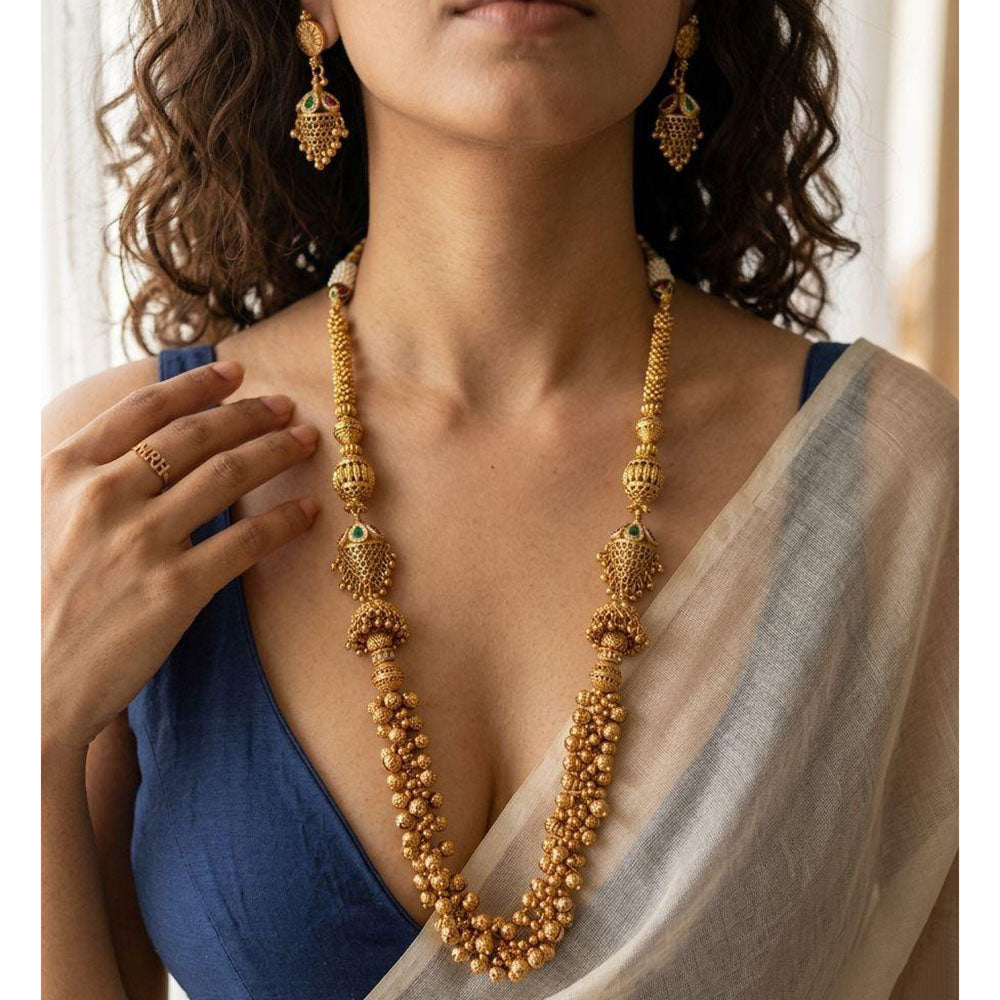Jewel Addiction Designer Pota Stone And Beads Long Necklace Set