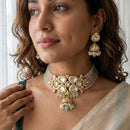 Jewel Addiction Heavy Look Kundan Stone And Beaded Choker Necklace Set