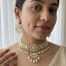Jewel Addiction Heavy Look Polki Kundan Stone And Beaded Choker Necklace Set