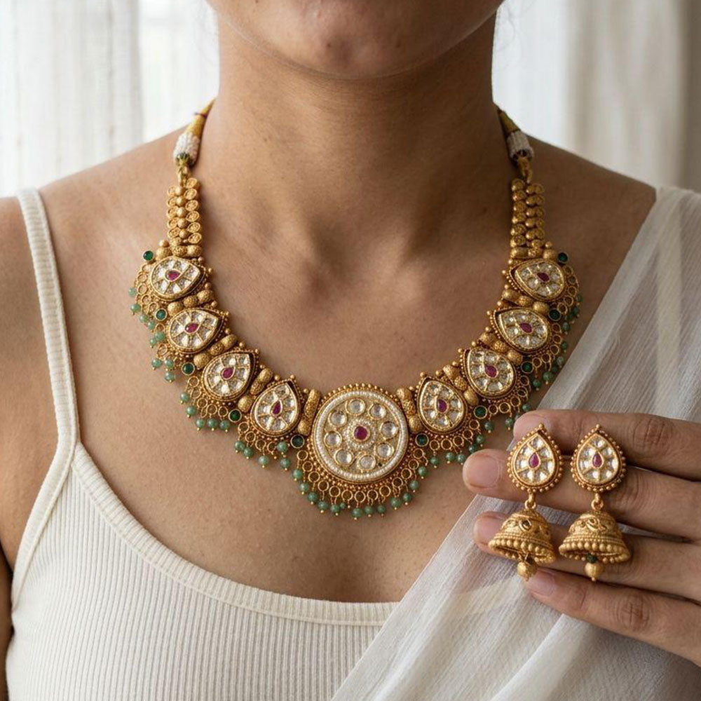 Jewel Addiction Glamorous Pota Stone And Pearl Necklace Set 