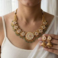 Jewel Addiction Glamorous Pota Stone And Pearl Necklace Set 