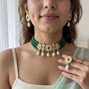 Jewel Addiction Glamorous Pota Stone Pearl And Beads Choker Necklace Set