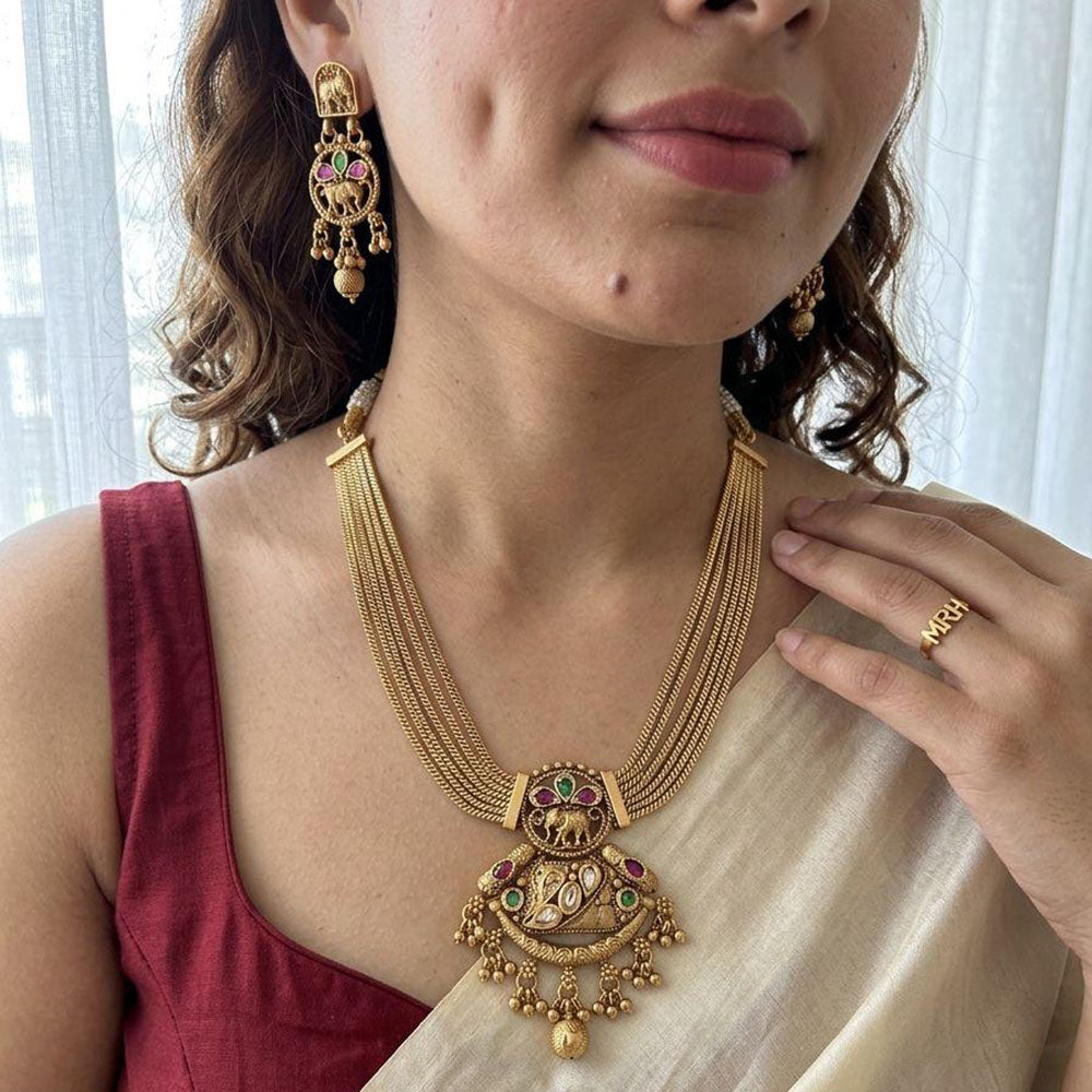Jewel Addiction Glamorous Pota Stone And Pearl Necklace Set 