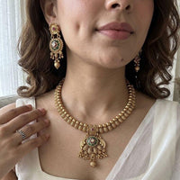 Jewel Addiction Glamorous Pota Stone And Pearl Necklace Set 