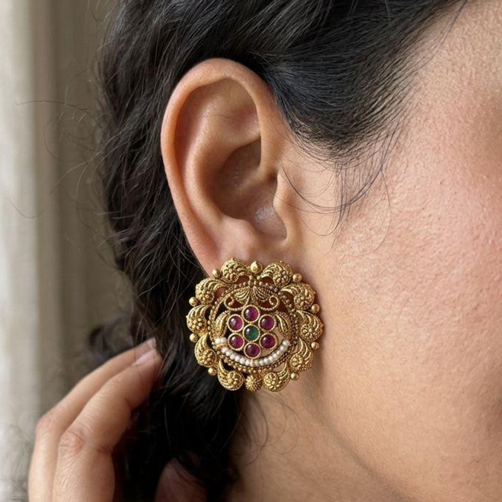 Jewel Addiction Royal Pota Stone Pearl Stud Earrings