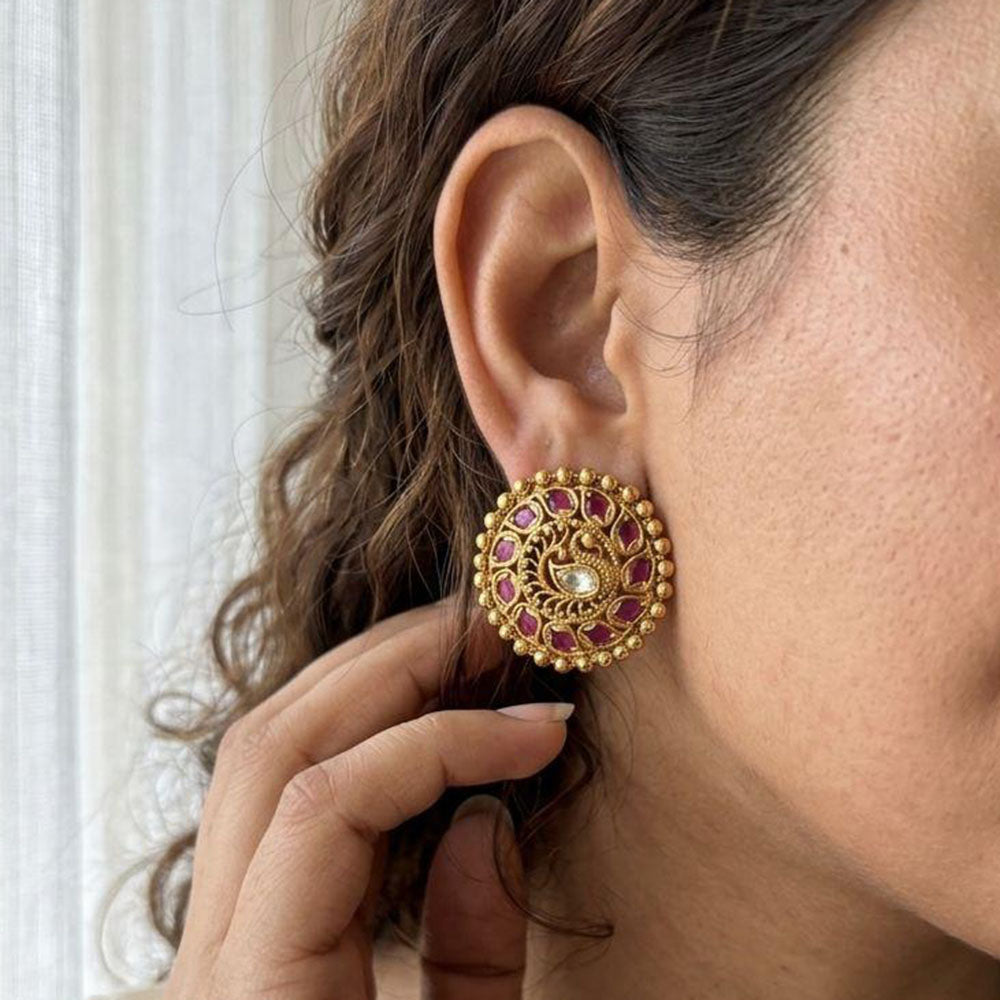 Jewel Addiction Royal Pota Stone Pearl Stud Earrings