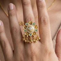 Jewel Addiction Glam Shine Pota Stone And Pearl Designer Finger Ring