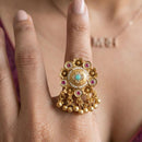 Jewel Addiction Glam Shine Pota Stone And Pearl Designer Finger Ring
