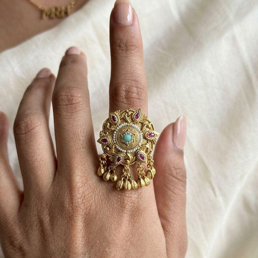 Jewel Addiction Glam Shine Pota Stone And Pearl Designer Finger Ring