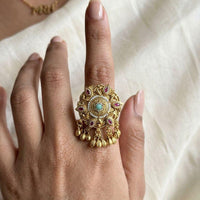 Jewel Addiction Glam Shine Pota Stone And Pearl Designer Finger Ring