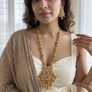 Jewel Addiction Premium Pota Stone And Pearl Long Necklace Set