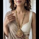 Jewel Addiction Premium Pota Stone And Pearl Long Necklace Set