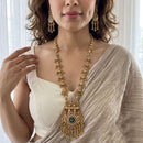Jewel Addiction Premium Pota Stone And Pearl Long Necklace Set