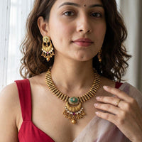 Jewel Addiction Designer Pota Stone And Beads Necklace Set