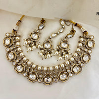 Jewel Addiction Royal Polki Kundan Stone Pearl And Beads Necklace Set