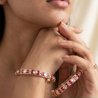 Jewel Addiction Designer Polki Kundan Stone Openable Bangle Set