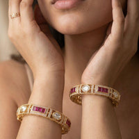 Jewel Addiction Designer Polki Kundan Stone Openable Bangle Set