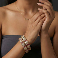 Jewel Addiction Designer Polki Kundan Stone Openable Bangle Set