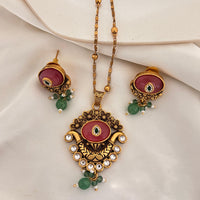 Jewel Addiction Pota Stone And Pearl Designer Pendant Set