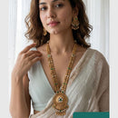 Jewel Addiction Ethnic Pota Stone Long Necklace Set