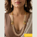 Jewel Addiction Ethnic Pota Stone And Pearl Long Necklace Set