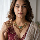 Jewel Addiction Ethnic Pota Stone And Pearl Necklace Set