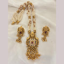 Jewel Addiction Ethnic Pota Stone And Pearl Meenakari Long Necklace Set