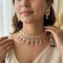 Jewel Addiction Polki Kundan Stone And Beads Choker Necklace Set