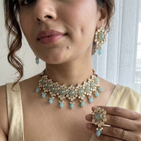Jewel Addiction Polki Kundan Stone And Beads Choker Necklace Set
