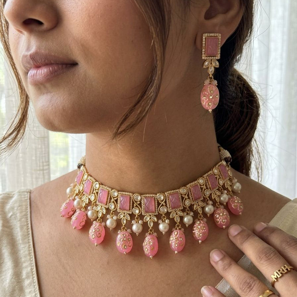 Jewel Addiction Polki Kundan Stone And Beads Choker Necklace Set