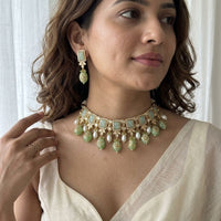 Jewel Addiction Polki Kundan Stone And Beads Choker Necklace Set