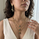 Jewel Addiction Ethnic Pota Stone And Pearl Triple Layer Necklace Set