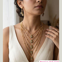 Jewel Addiction Ethnic Pota Stone And Pearl Multi Layer Long Necklace Set