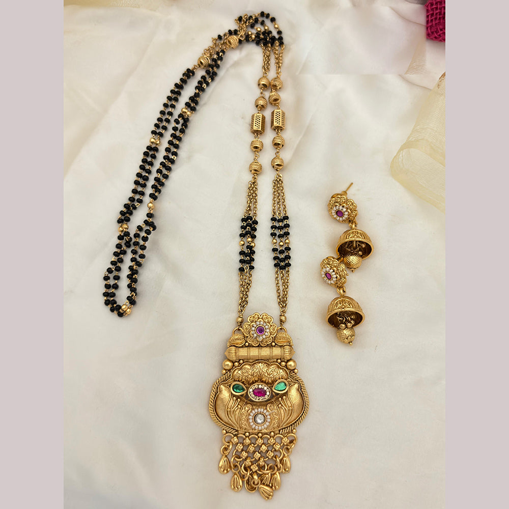 Jewel Addiction Pota Stone And Pearl Designer Black Beads Mangalsutra
