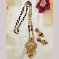 Jewel Addiction Pota Stone And Pearl Designer Black Beads Mangalsutra