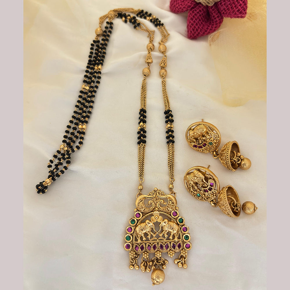 Jewel Addiction Pota Stone And Pearl Designer Elephant Motif Mangalsutra