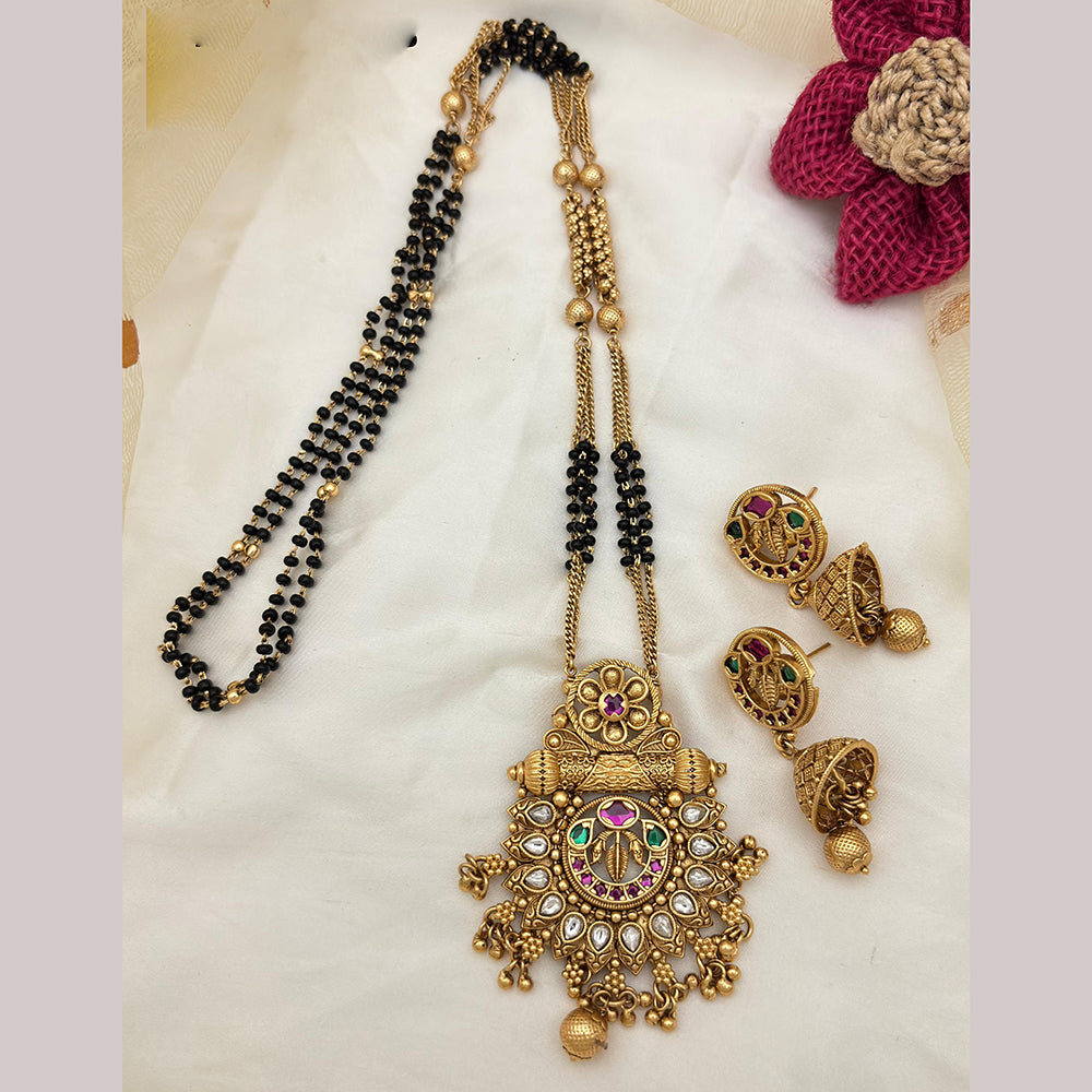 Jewel Addiction Pota Stone And Pearl Designer Black Beads Mangalsutra