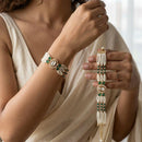 Jewel Addiction Polki Kundan Stone And Pearl Designer Openable Bracelet
