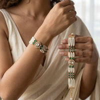 Jewel Addiction Polki Kundan Stone And Pearl Designer Openable Bracelet