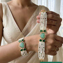 Jewel Addiction Polki Kundan Stone And Pearl Designer Openable Bracelet