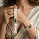 Jewel Addiction Polki Kundan Stone And Pearl Designer Openable Bracelet