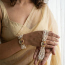 Jewel Addiction Polki Kundan Stone And Pearl Designer Openable Bracelet