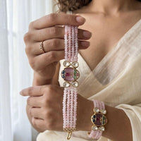Jewel Addiction Polki Kundan Stone And Pearl Designer Openable Bracelet