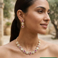 Jewel Addiction Classic Polki Kundan Stone Necklace Set