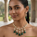 Jewel Addiction Classic Polki Kundan Stone And Beads Necklace Set
