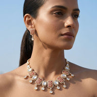 Jewel Addiction Classic Polki Kundan Stone And Pearl Necklace Set