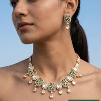 Jewel Addiction Classic Polki Kundan Stone And Pearl Necklace Set