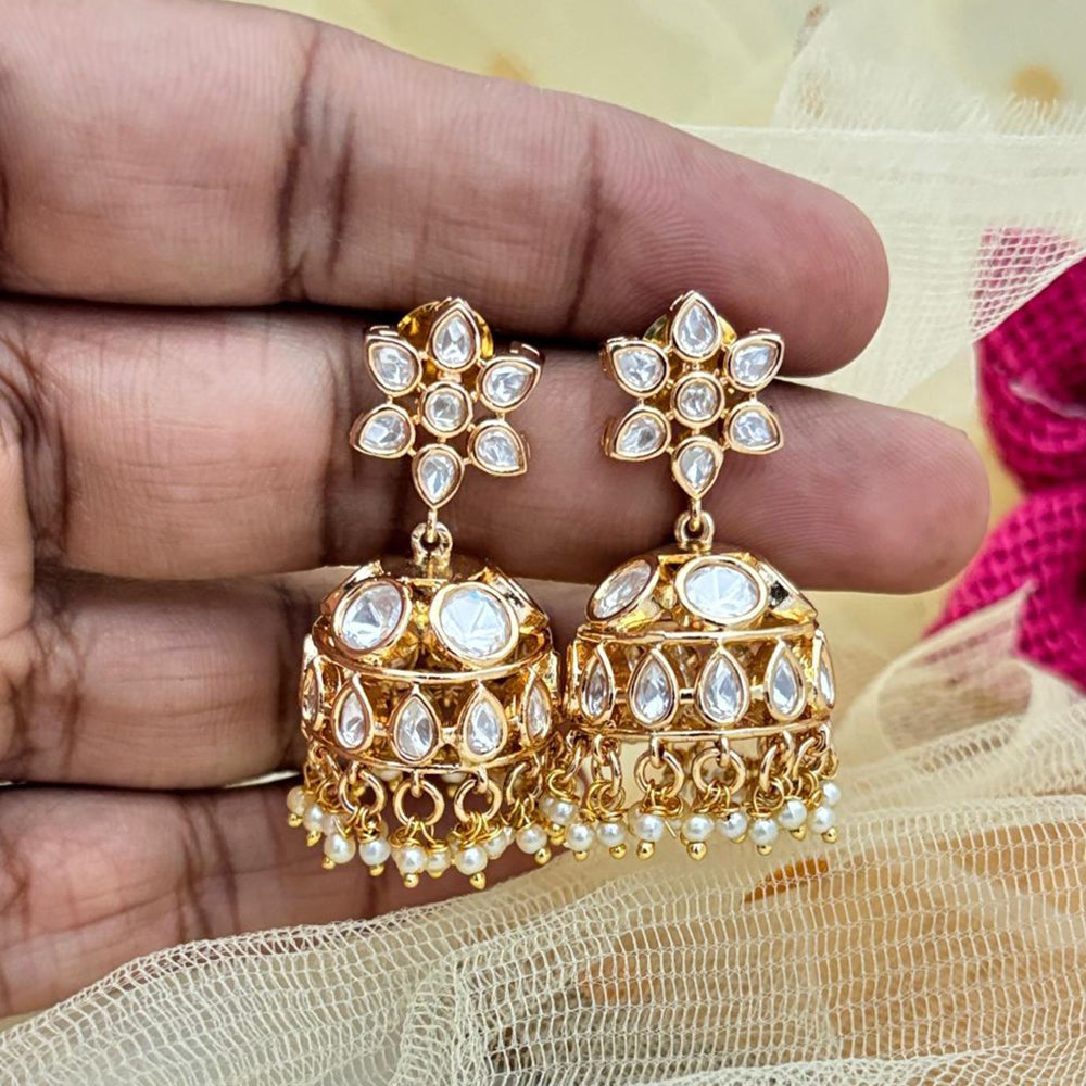 Jewel Addiction Ethnic Polki Kundan Stone And Pearl Designer Jhumki Earrings