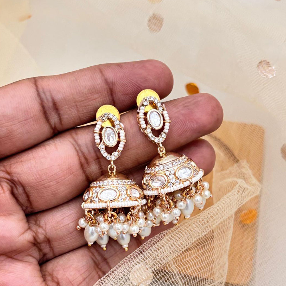 Jewel Addiction Ethnic Polki Kundan Stone And Pearl Designer Jhumki Earrings