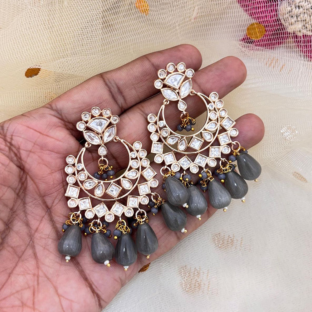 Jewel Addiction Designer Polki kundan Stone And Beads Dangler Earrings